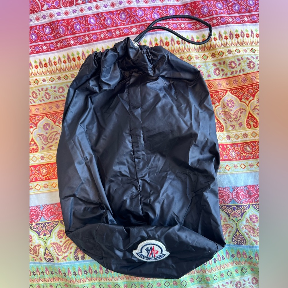 New Moncler Black Nylon Drawstring Bag